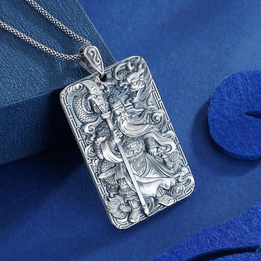 子佩集S999银【御龙关公】吊坠【JFQ023】(不含链)仿古方牌2303 商品图4