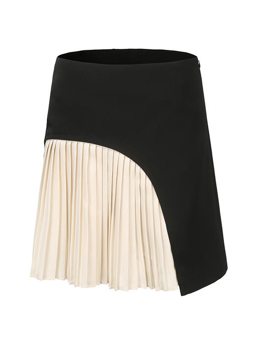 【半边是海】弧形百褶拼色高腰A字短裙/2300010 商品图4