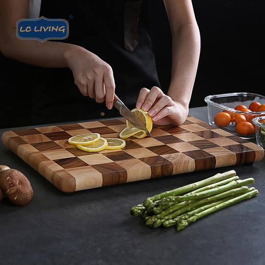 【泰国进口相思木菜板】lcliving泰国相思木切菜板无漆无蜡家用实木棋盘格砧板厨房菜板 商品图3