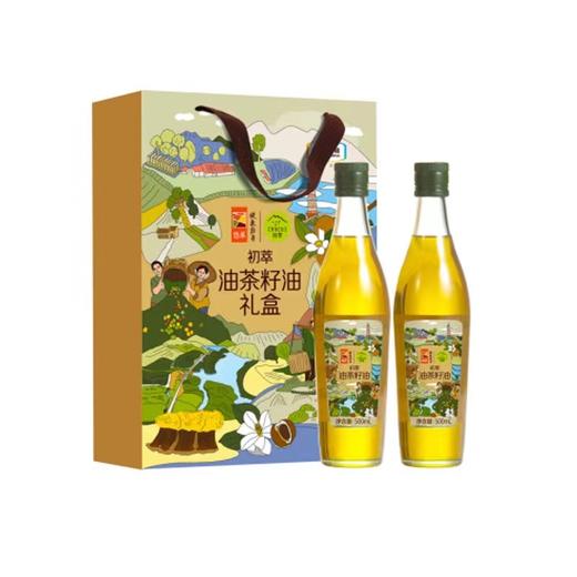 【送1瓶小榨王浓香花生油1.8L】中粮初萃油茶籽油礼盒500ml*2-（油茶籽油效期至2025年2月24日；花生油效期至2025年3月9日）-专享价 商品图1