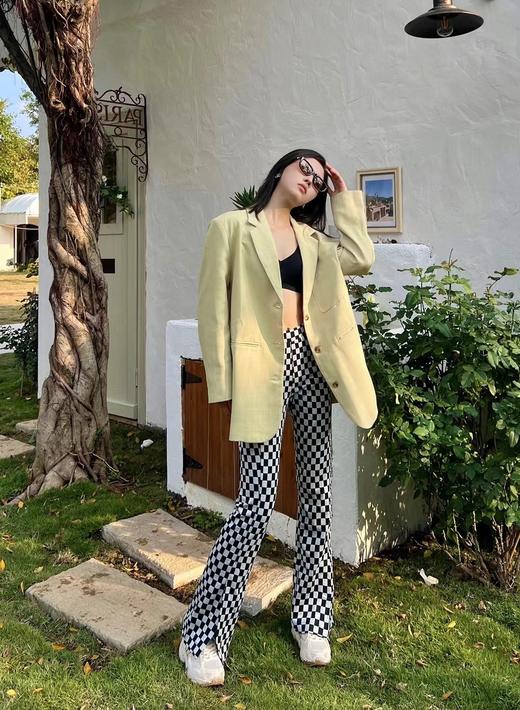 【门店同款】春季棋盘格开衩微喇裤 150199473 商品图0