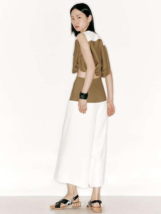 【云上漫步】撞色拼接高腰阔腿裙裤/2300018 商品图1