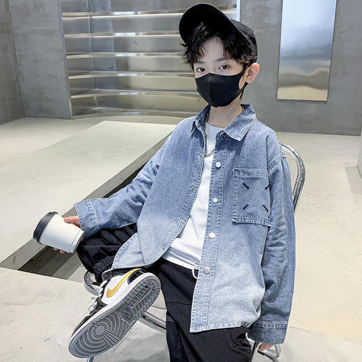 KST KX-906衬衫休闲口袋绣花渐变牛仔衬衫【童装】 商品图3