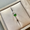 高冰种阳绿翡翠蛋面戒指18k白金钻石镶嵌 商品缩略图2