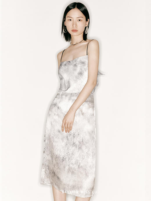 【山水】品牌定制印花桑蚕丝直筒半裙/2300014A 商品图2