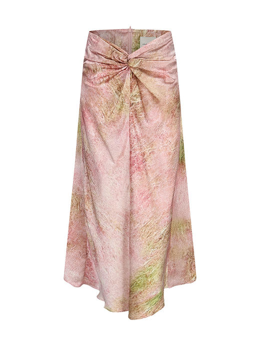 【纽园】品牌定制印花腰部纽结桑蚕丝立裁半裙/2300021B 商品图4