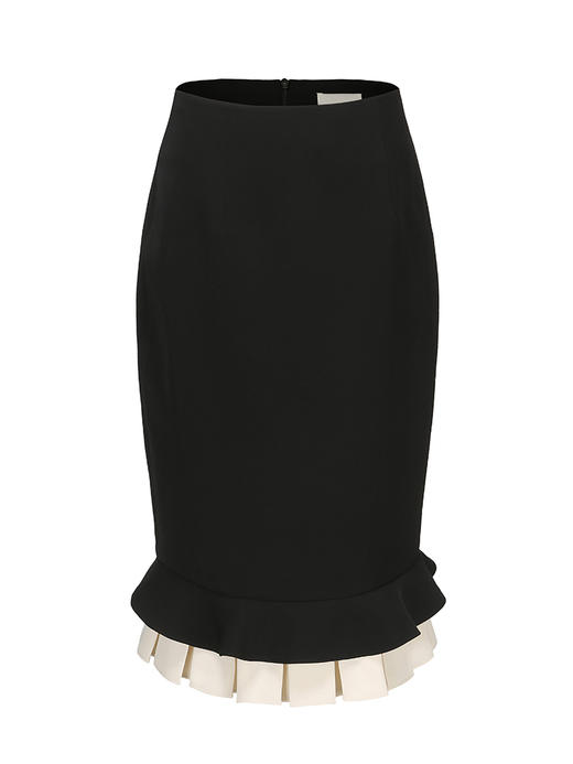 【奶油露馅】下摆百褶拼色高腰直筒半裙/2300011 商品图4