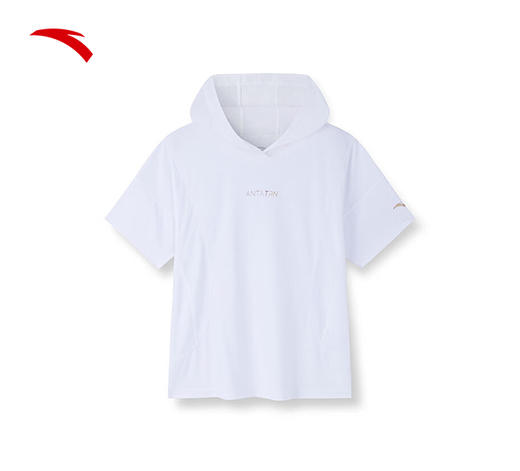 安踏冰丝T丨冰肤连帽短袖t恤女款夏季宽松透气运动上衣162327112 商品图2