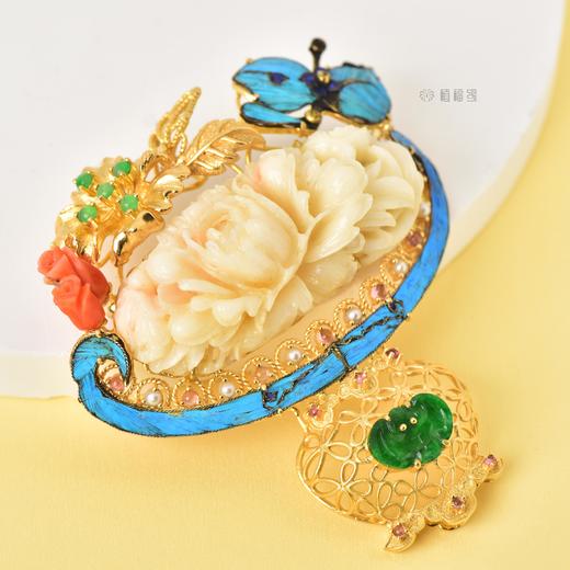 【一揽春光】珊瑚蝶恋花花篮胸针-SH1812115 商品图3