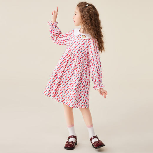 【90-140cm】女童春秋甜美娃娃领碎花连衣裙精典泰迪 商品图2