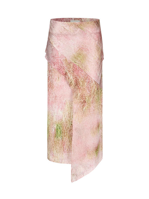 【春之草原】品牌定制印花桑蚕丝不规则斜裁半裙/2300015B 商品图4