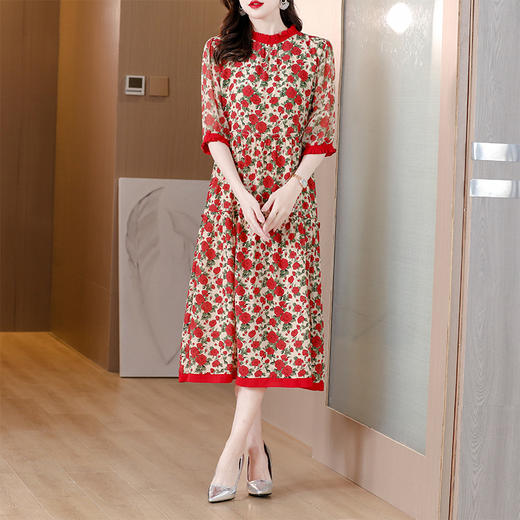 时尚气质复古优雅减龄碎花连衣裙AHM-nwy8907 商品图2