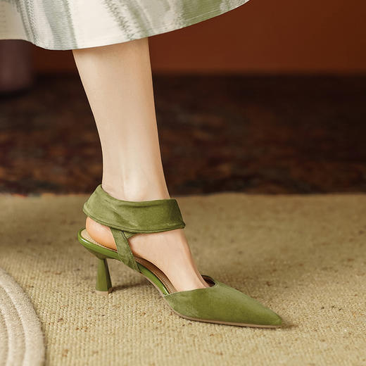 春夏新款，优雅设计感软舒尖头后空高跟凉鞋LCC-C8969 商品图2