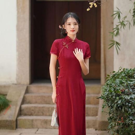 GSJ-3302素雅气质旗袍小个子年轻改良感少女醋酸春夏季 商品图3