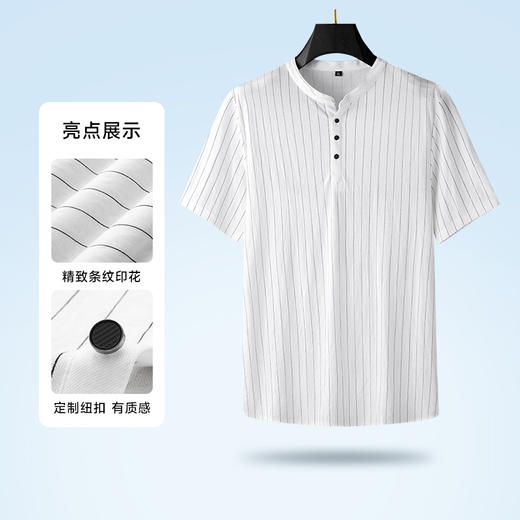 【新款DDA】大依优型大码男装仿亚麻面料V领鸡心领短袖T恤加肥加大透气吸汗夏季上衣半袖 商品图3