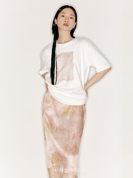 【斑斓】品牌定制印花桑蚕丝直筒半裙/2300014B 商品图2