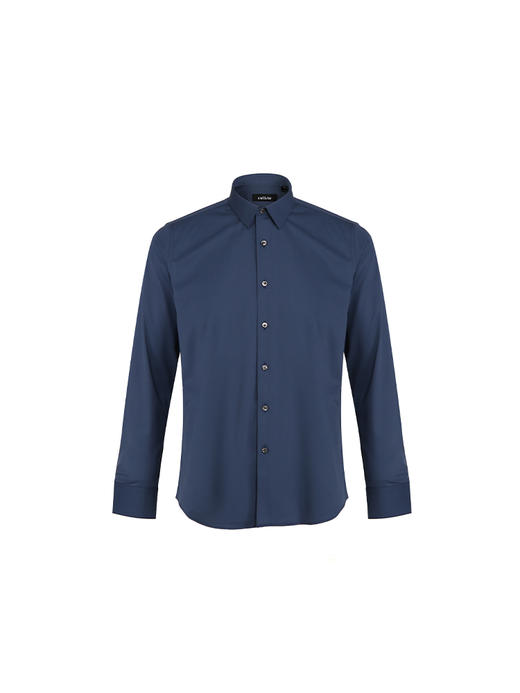 callisto深蓝桑蚕丝混纺意式领衬衫 SSSTL081T 商品图3