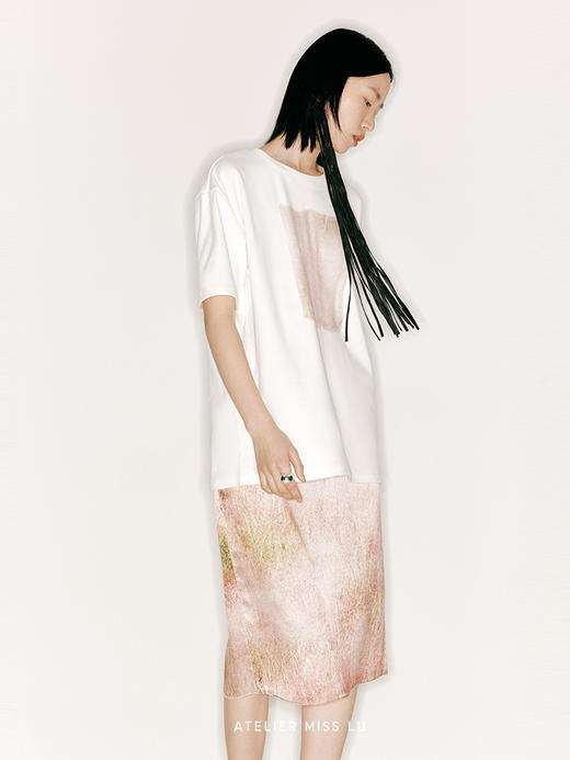 【斑斓】品牌定制印花桑蚕丝直筒半裙/2300014B 商品图3