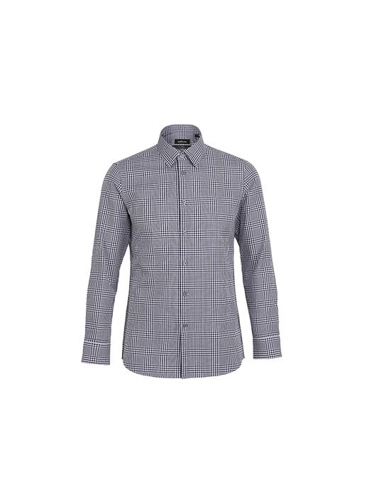 callisto灰调夏日蓝格纹全棉意式领衬衫 SSSTL033C 商品图3