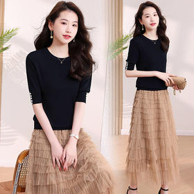 夏装时尚简约，大气优雅收腰显瘦休闲修身百搭两件套HR-SLF8150-1