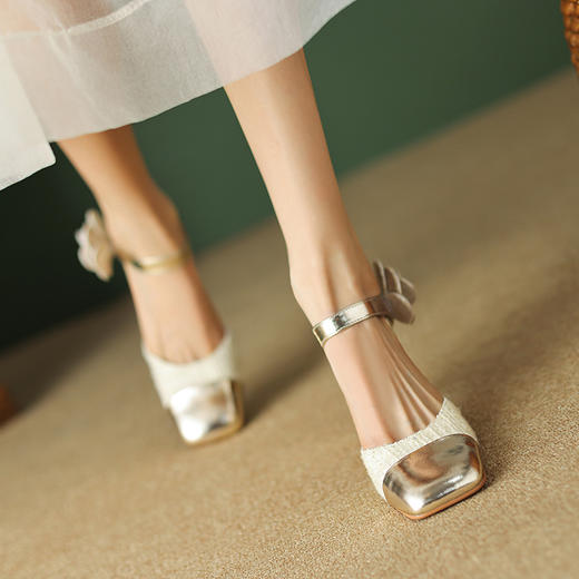 优雅百搭，粗跟花朵时尚中空凉鞋TYM-6187 商品图8