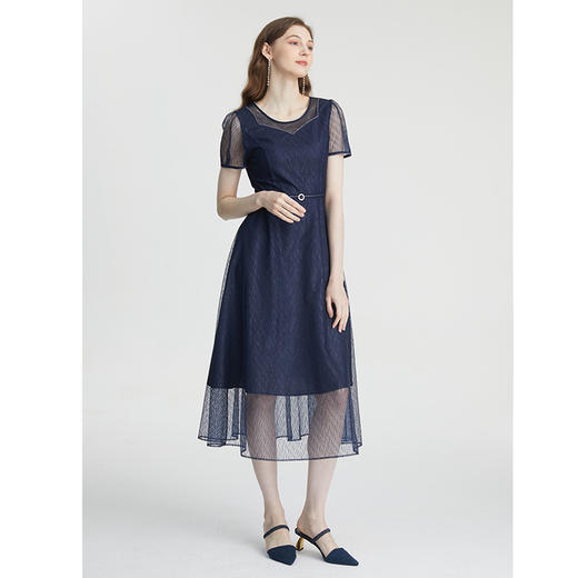 司歌光泽端庄修身短袖连衣裙A871112 商品图3