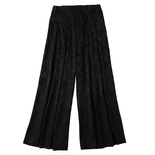 QF-230128 人丝提花长款阔腿裤女复古国风百搭宽松时尚女裤2023新款春夏女装 商品图4