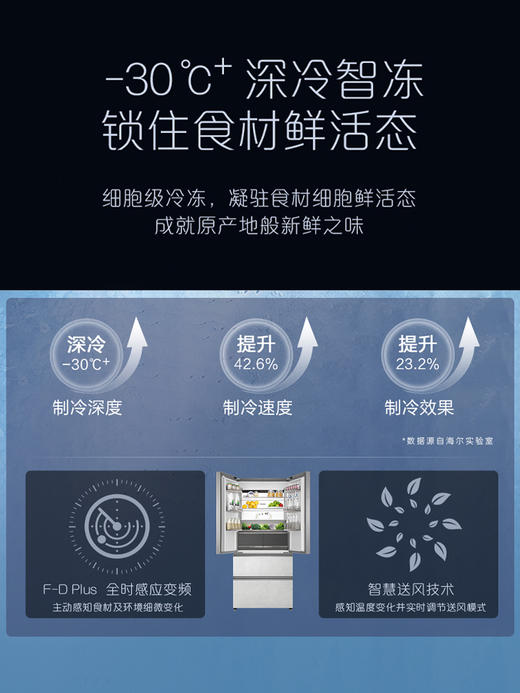 素岩-卡萨帝550L零嵌入式灰白色法式无霜一级大容量家用电冰箱 商品图3