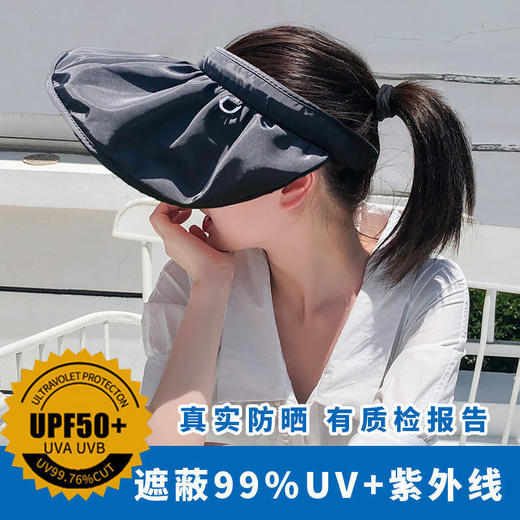【出游防晒必备！超显脸小】韩版多功能可卷黑胶层大帽檐，随身防晒雨伞！1秒变发簪，50倍防晒，出街百搭利器，抗紫外线男女款防晒帽，轻便可折叠易携带，夏日防晒神器！ 商品图3