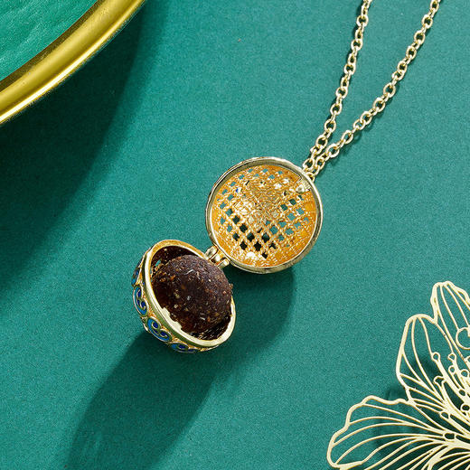 子佩集手工古法香丸吊坠项链【6715】镀金2303 商品图3