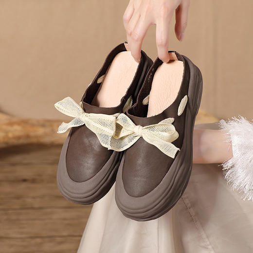 真皮休闲包头拖鞋，春夏季新款文艺森女系厚底女式板鞋后空拖鞋BC-118-8 商品图3