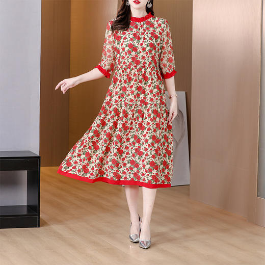 时尚气质复古优雅减龄碎花连衣裙AHM-nwy8907 商品图1