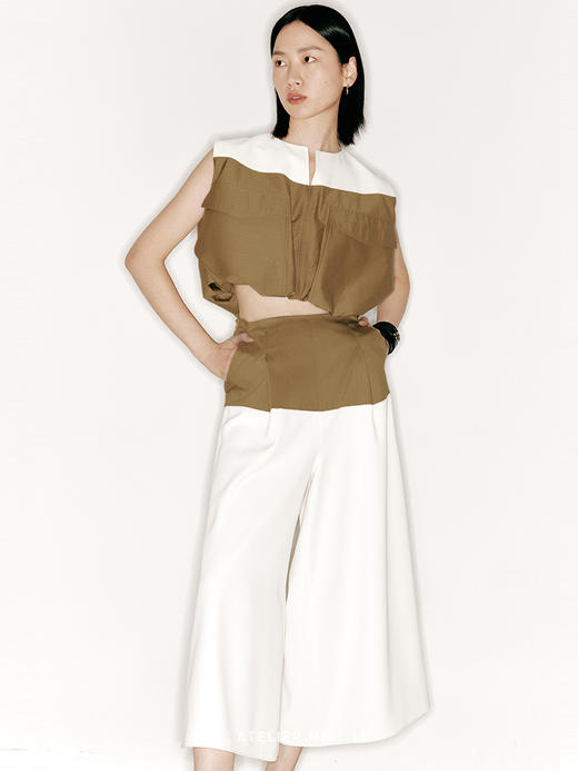 【云上漫步】撞色拼接高腰阔腿裙裤/2300018 商品图2