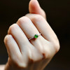 高冰种阳绿翡翠蛋面戒指18k白金钻石镶嵌 商品缩略图8