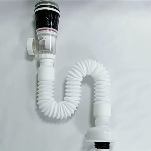 8357新款横直排两用免打胶白管翻版下水器 商品图0