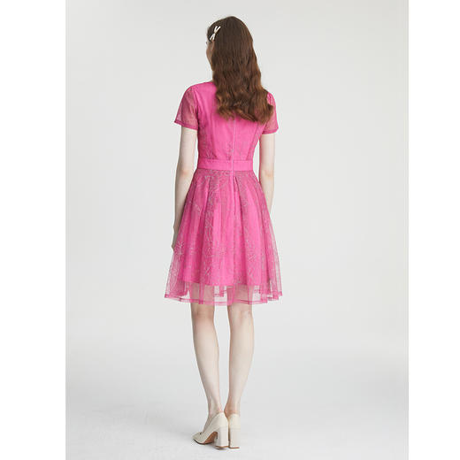 司歌刺绣圆领短袖连衣裙A871221 商品图5