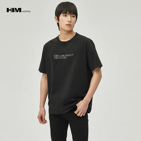 HIM漢崇  简约绣花休闲短袖T恤男基础款纯色百搭圆领上衣 2025夏季