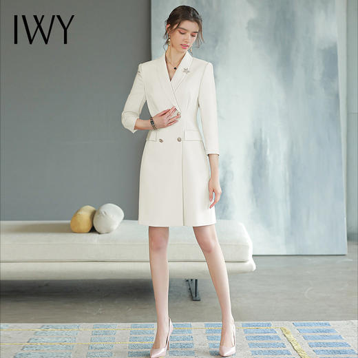 IWY/白色西装裙春夏季新款名媛气质高端职业装收腰显瘦工作服Q873-W 商品图0