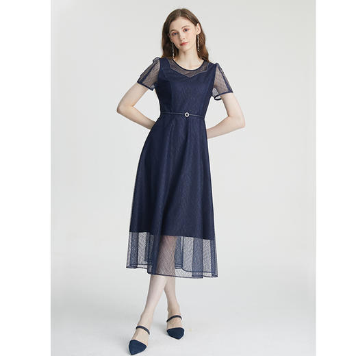 司歌光泽端庄修身短袖连衣裙A871112 商品图4