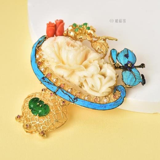 【一揽春光】珊瑚蝶恋花花篮胸针-SH1812115 商品图2