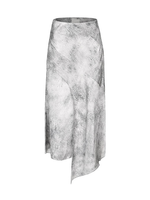 【白树森林】品牌定制印花桑蚕丝不规则斜裁半裙/2300015A 商品图4