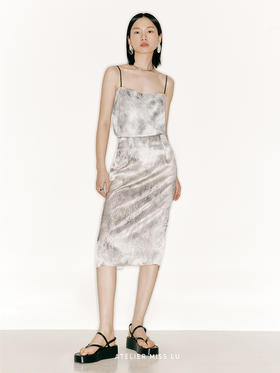 【山水】品牌定制印花桑蚕丝直筒半裙/2300014A