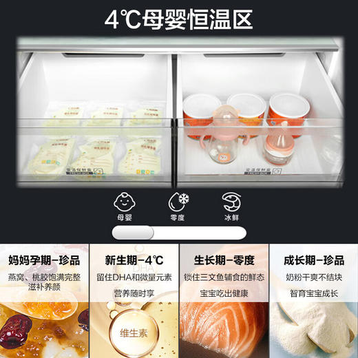 GREE 格力 晶弘十字对开门冰箱 658L -33℃深冻 母婴保鲜 BCD-658WPSC/原石灰 商品图2
