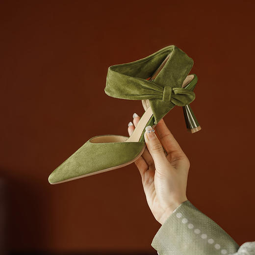 春夏新款，优雅设计感软舒尖头后空高跟凉鞋LCC-C8969 商品图5