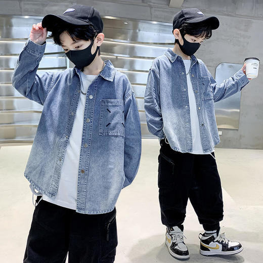 KST KX-906衬衫休闲口袋绣花渐变牛仔衬衫【童装】 商品图1