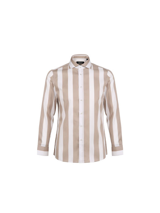 callisto玛奇棕白条纹全棉法式领衬衫 SSSTL075Y 商品图3