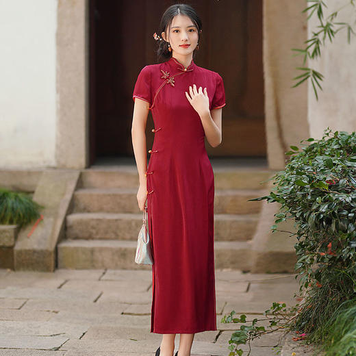 GSJ-3302素雅气质旗袍小个子年轻改良感少女醋酸春夏季 商品图5