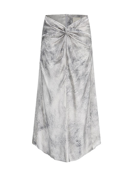 【纽约】品牌定制印花腰部纽结桑蚕丝立裁半裙/2300021A 商品图4