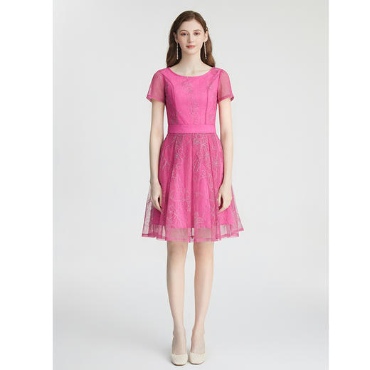 司歌刺绣圆领短袖连衣裙A871221 商品图0