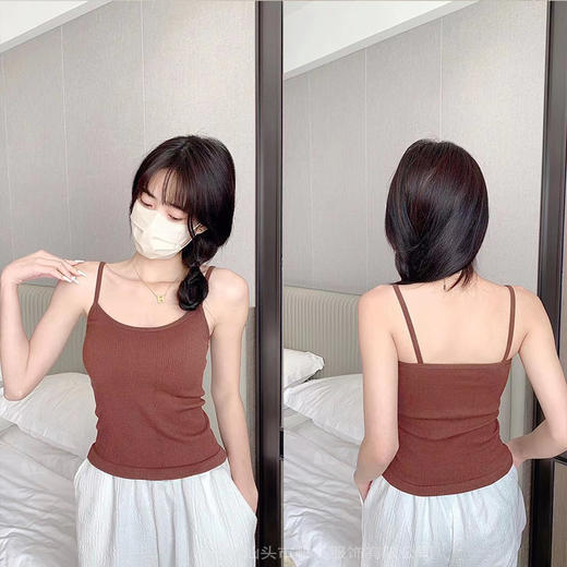 【两件装】新款螺纹吊带背心女无钢圈聚拢带胸垫外穿上衣舒适内衣打底抹胸式 商品图8